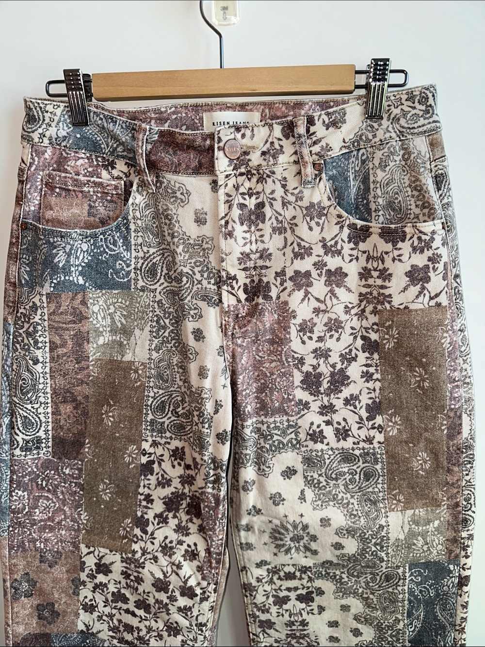 NWOT Risen High Rise Wide Leg Ankle Pants in Earth Block Print - Size 11/30 - Picture 7 of 16